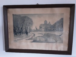 Esztergomi tél rézkarc 1970
