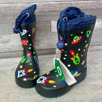Deichmann black-dark blue spaceship pattern rubber boots 21