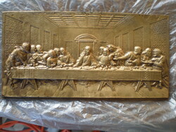 JÉZUS  KRISZTUS,. UTOLSÓ VACSORA . VATIKÁN . BRONZ ÖNTVÉNY . 24  cm X 18 cm és 3 mm VASTAG