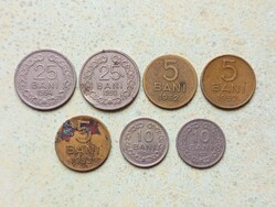 Románia 7 db Különböző Érme 5 10 25 Bani 1952-1957
