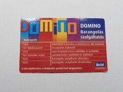Retro régi Domino telefon kártya Barangolás szolgáltatás tájékoztató kártya