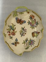 Herendi Viktória mintás VBO fogós levél alakú kínáló tál, asztalközép 04.