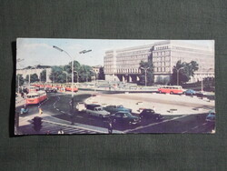 Képeslap,Lengyelország,Warszawa,Varsó,Nowy Świat utca,villamos,autóbusz,városi látkép,részlet,1960-