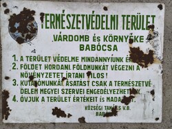 Természetvédelmi terület , nagyméretü zománctábla