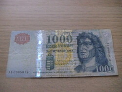 1.000 Forint 2015  Alacsony sorszám DE0005012 ( Forgalomból Kivont Bankjegy )