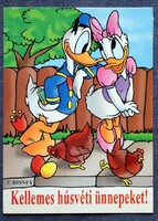 Húsvéti üdvözlő grafikus Disney képeslap -  Donald és Daisy kacsa
