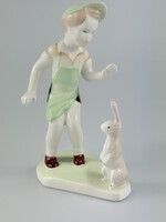 Aquincumi porcelán figura - Fiú nyuszival 1.