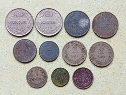 Románia 11 db Különböző Érme 1 2 5 20 100 Lej Lei 1924-1944