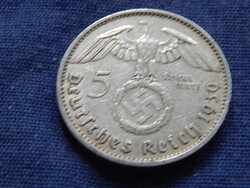 Németország Harmadik Birodalom 5 Reichsmark 1939 F 0.9000 ezüst 13.88 g