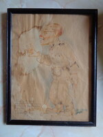 1942-es katona baráti emlék ,ceruzarajz