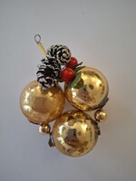 Régi üveg karácsonyfadísz arany üvegdísz