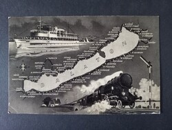 Régi rajzos képeslap Balaton Farnadi Frigyes rajza 1962