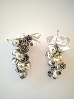 Régi üveg karácsonyfadísz ezüst gyümölcs üvegdísz szőlőfürt 2 db