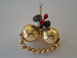 Régi üveg karácsonyfadísz arany üvegdísz