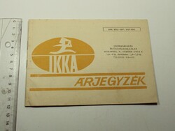 Retro régi katalógus - IKKA Árjegyzék - 1966. Tél-1967. Tavasz