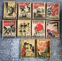 18 db detektiv regények az 1920-30 as évekből. Pesti hirlap / napló, Fischer könyvnyomda