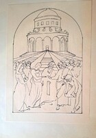 XX. Sz . Magyar grafikus perspektíva tanulmány Kassák tusrajz