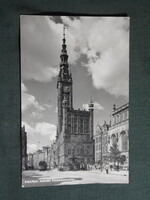 Képeslap,Lengyelország,Gdansk,városháza,villamos,városi látkép,részlet,1961-