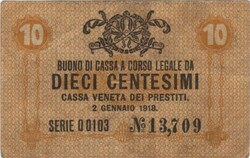 10 centesimi 1918 Velence Olaszország 1.