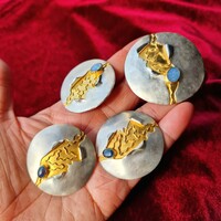 Designer Silver Opal Set with Partial Gilding