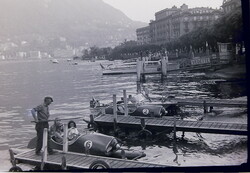 Lugano Svájc tópart csónakok kikötő Cinzano felirat 1970-es évek 260401