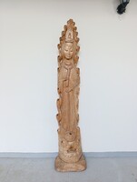 Buddhista szobor antik ázsiai faragott egzotikus fa Buddha Thaiföld 901 6600