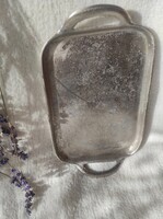 Antikolt alumínium tálca fogantyúval – rusztikus dekor tálca