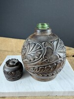 Régi faragott népművészeti Zwack Unicum üveg