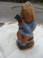 Szécsi Jolán kislány cicával kerámia