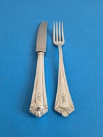 Ezüst desszert kés és desszert villa