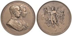 1881 bronz érem Rudolf trónörökös és Stefánia hercegnő esküvőjére 76,7g
