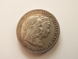 1879 ezüst 2 forint florin gulden ezüstlakodalom Ferenc József tisztatlan pazar patinával (KZ0)