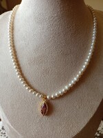 Édesvízi gyöngy - ametiszt 925 ezüst nyaklánc