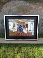 Aggházy Gyula - No ne izéljen! Kézzel festett porcelánkép Láng Mihály műhelyének tulajdonítva