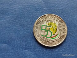 GUYANA 100 DOLLÁR 2021 FÜGGETLENSÉG 55.ÉVFORDULÓ! JAGUÁR! SZÍNEZETT! UNC!