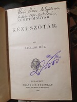 Ballagi Mór: Német-magyar és magyar-német kézi szótár 1893-1894