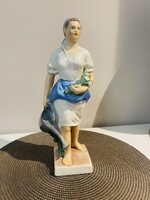 Gránit kertészlány kerámia figura
