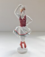 Hollóházi porcelán táncos lány figura – kézzel festett – 30,5 cm – klasszikus darab