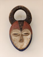 Afrikai maszk antilop antik patinás fa Kwele népcsoport Gabon africká maska D31 405 6624