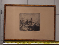 Budai utca télen c. rézkarc