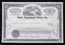 USA King's Department Stores Inc. 100 részvény 1968 - diszkont üzletlánc