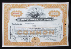 USA Food Fair Stores Inc. 3 részvény 1953 / szupermarketlánc