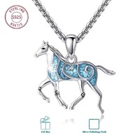 Ló Türkiz Medál 925 Tiszta Ezüst Nyaklánc 18K Aranyozott. Új! + Ékszerdoboz.