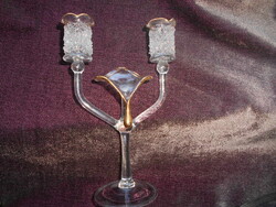 Antik üveg gyertyatartó- kézműves darab