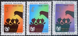 ENSZ111-3 / ENSZ New York 1961 Az UNICEF 15. évfordulója bélyegsor postatiszta