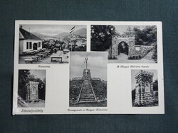 Képeslap,Sátoraljaújhely,turistaház,kálvária kapu,emlékmű,országzászló,Monostory Bp. kiadás,1940-