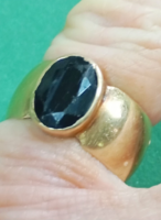 Art deco,14 karátos arany pecsét gyűrű csiszolt ónix kő betéttel 7 g