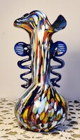 MILLEFIORI MURANOI SZÍNES ÜVEG VÁZA /20 cm/