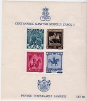 Románia emlékbélyeg blokk  King Carol I - overprinted Pro Patria 1940