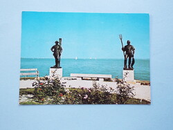 Képeslap (26) - Balatonfüred - Révész és Halász szobrok 1970-es évek - (Foto: Gabler Csaba)